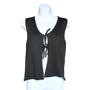 Black Tie Front Knit Top Black Size M